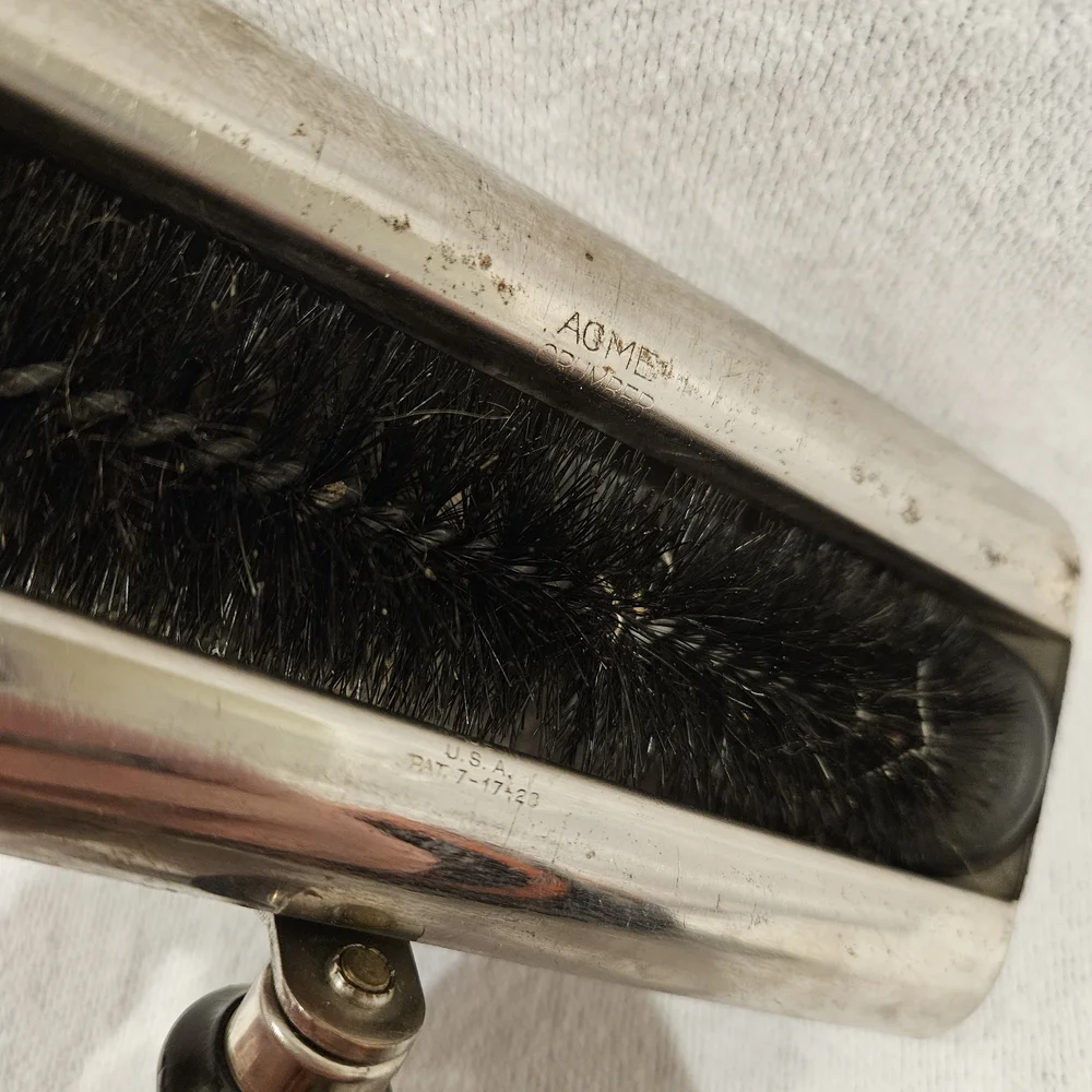 Vintage Antique Art Deco Acme Crumber Roller Crumb Brush Silver Made in USA